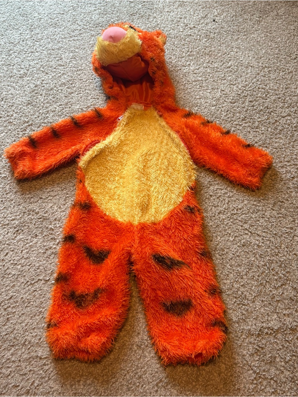 Vintage Tigger Fuzzy Jumpsuit Body Suit One Piece Costume Halloween Pooh World